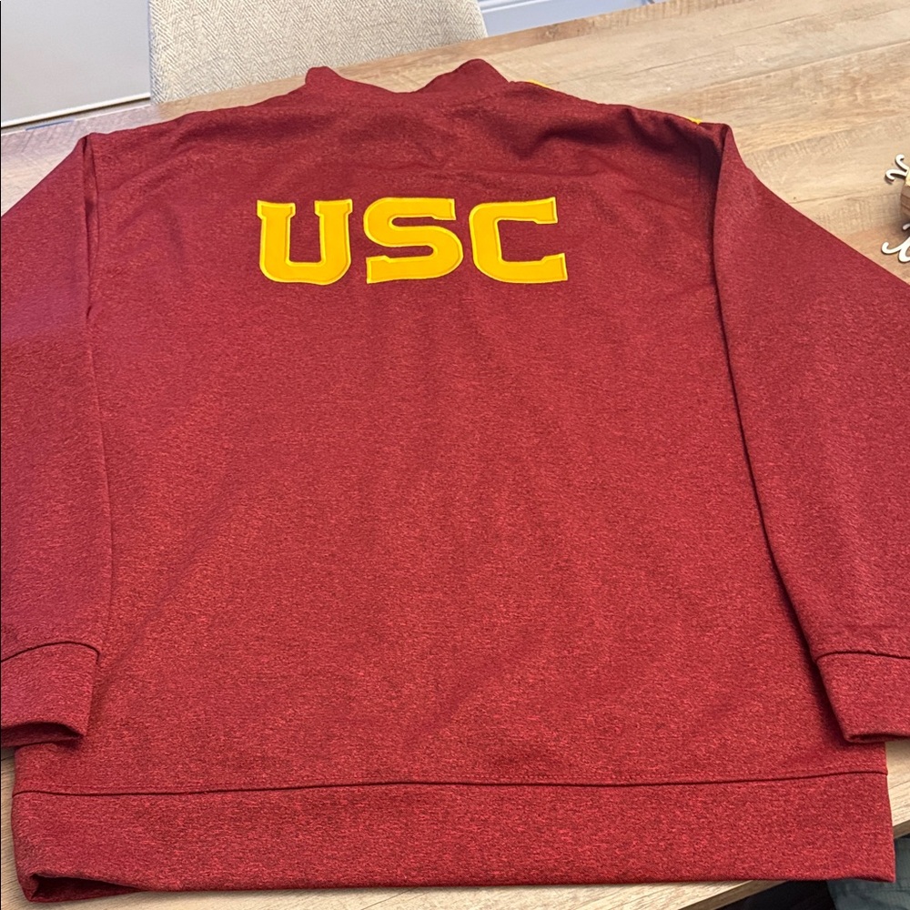 Men's Cardinal USC Trojans Big & Tall Mesh Yoke Quarter-zip- pullover - Picture 9 of 14